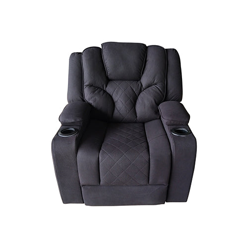 3+1+1 Seater Electric Recliner Stylish Rhino Fabric Black Lounge Armchair with LED Features