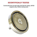 Round Neodymium Fishing Magnet with Countersunk Hole and Eyebolt, 500 LBS pull