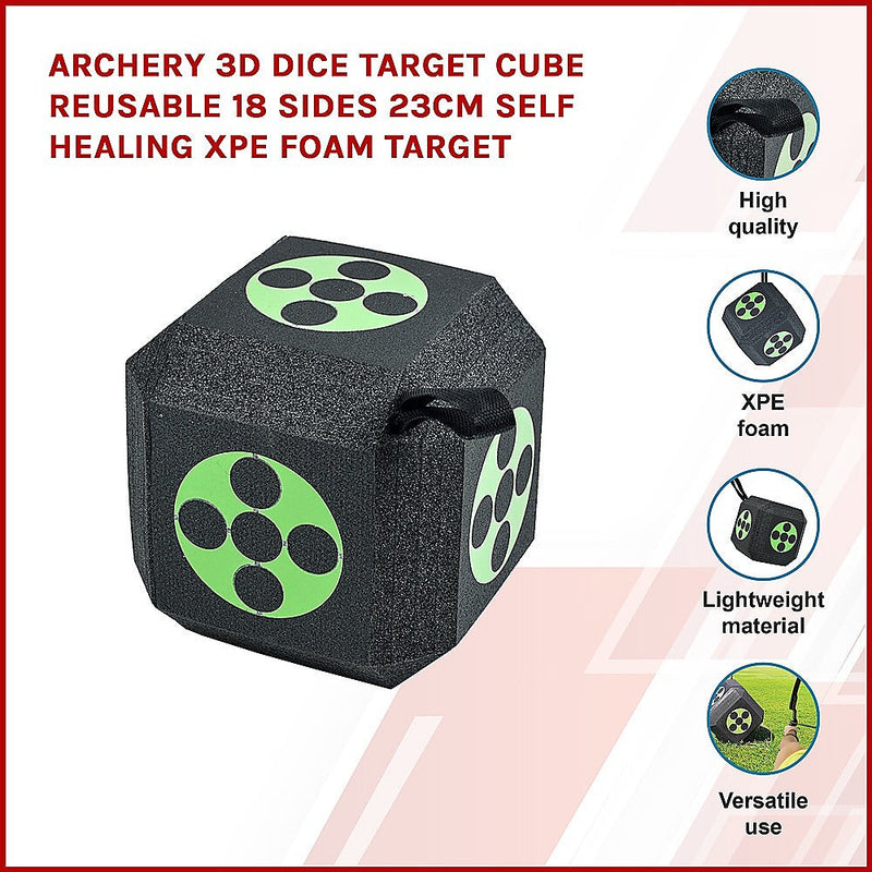 Archery 3D Dice Target Cube Reusable 18 Sides 23CM Self Healing XPE Foam Target