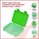 Bento Lunch Box Kids Leakproof Food Container School Picnic - Green