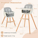 High chair dimensions, age 6–36 months and maximum child weight 15 kg