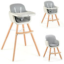 Grey high chair, lower feeding chair and stool configurations