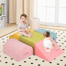 Macaron chenille foam play pieces arranged at floor level