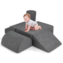 Grey chenille foam step and ramp with the other four included pieces