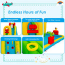 Water park slide, climbing wall and ball-play features