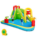 Water slide and climbing wall with included blower