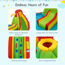 Water slide, lounger, climbing wall and basketball rim details