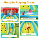 Slides, climbing wall, water cannon and mesh panels