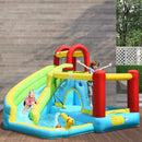 Water slide, jumping area and splash pool shown outdoors