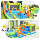 Inflatable water park shown for wet and dry play