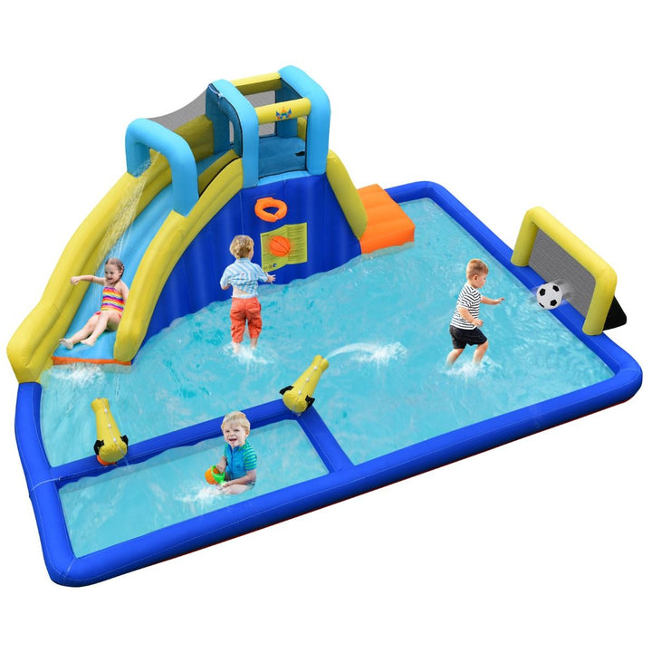 Blue and yellow water park without blower