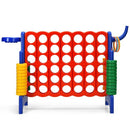 Blue uprights and red four-in-a-row board with basketball hoop and toss-ring hook