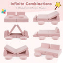 Pink six modular play couch pieces in different configurations