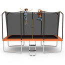 Orange 430 cm rectangular trampoline with enclosure and access ladder