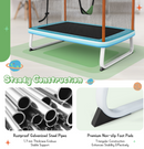 Galvanised steel frame, white U-shaped legs and triangular foot pads