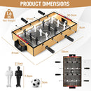 LED foosball table dimensions, 51 by 30.5 by 8 cm body and 59 by 51 cm overall footprint