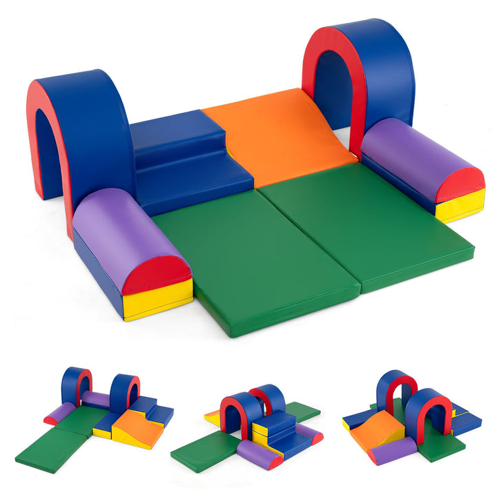 10-Piece Foam Climbing Set with Arches, Steps and Ramp – blue colourway complete ten-piece set