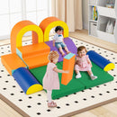10-Piece Foam Climbing Set with Arches, Steps and Ramp – orange set in a playroom