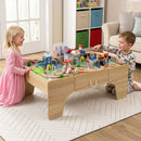 110-Piece Wooden Train Table with Storage Drawer, Natural, view 2