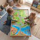110-Piece Wooden Train Table with Storage Drawer, Natural, view 5