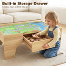 110-Piece Wooden Train Table with Storage Drawer, Natural, view 8