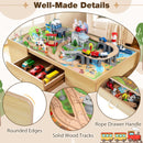 110-Piece Wooden Train Table with Storage Drawer, Natural, view 10
