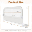 120 cm Folding Bed Rail with Adjustable Height – overall dimensions and recessed bed base guidance