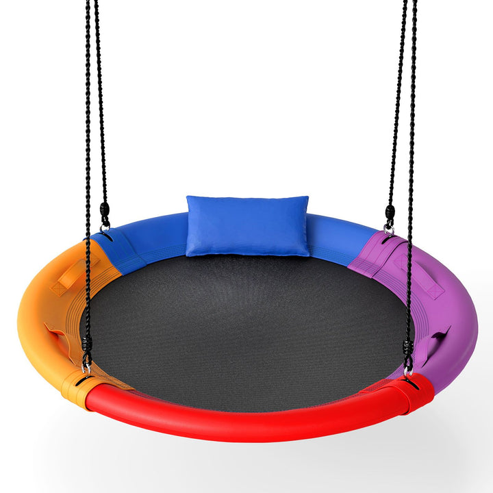 120 cm Saucer Swing with Removable Headrest – multicolour saucer swing with headrest