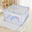 124 cm Folding Mesh Playpen with Balls and Pull Rings – Grey – product view