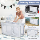 124 cm Folding Mesh Playpen with Balls and Pull Rings – Grey – detail view