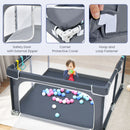 124 cm Folding Mesh Playpen with Balls and Pull Rings – Dark Grey – detail view