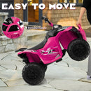 12V Kids Ride-On ATV with Lights and Music – Pink – Front carrying handle