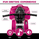 12V Kids Ride-On ATV with Lights and Music – Pink – Handlebars, foot pedal and dashboard controls