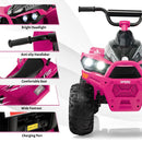 12V Kids Ride-On ATV with Lights and Music – Pink – Headlights, seat, footrests and charging port
