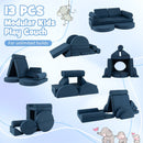 13-Piece Modular Kids Play Couch in Navy Blue or Grey – navy foam shapes in different layouts