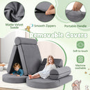 13-Piece Modular Kids Play Couch in Navy Blue or Grey – grey removable covers and handle