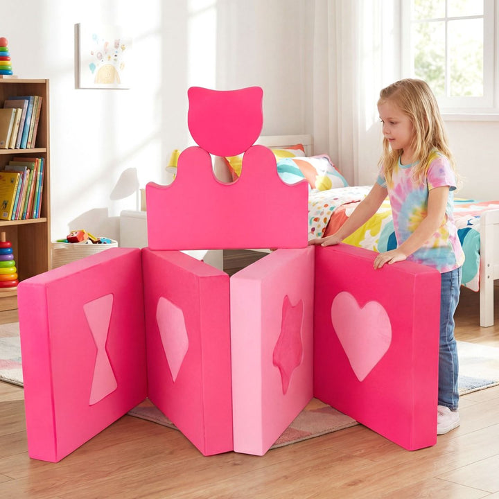 14-Piece Pink Modular Kids Play Couch – Pink product view 1