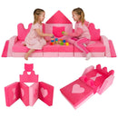 14-Piece Pink Modular Kids Play Couch – Pink product view 3
