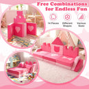 14-Piece Pink Modular Kids Play Couch – Pink product view 7