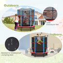 140 cm Toddler Trampoline with Enclosure Net – indoor and outdoor views with enclosure and mat details