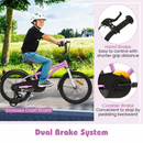 18-Inch Kids Bike with Training Wheels – Purple – Handbrake and coaster-brake features