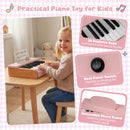 18-Key Wooden Kids Piano with Music Stand: eighteen keys power switch and music stand