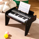 Black 25-key mini toy piano with light-up teaching keys, view 1