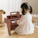 Brown 25-key mini toy piano with light-up teaching keys, view 2
