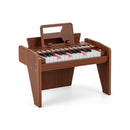Brown 25-key mini toy piano with light-up teaching keys, view 3
