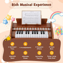 Brown 25-key mini toy piano with light-up teaching keys, view 5