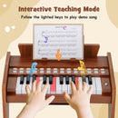 Brown 25-key mini toy piano with light-up teaching keys, view 6