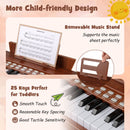 Brown 25-key mini toy piano with light-up teaching keys, view 7