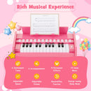 Pink 25-key mini toy piano with light-up teaching keys, view 5