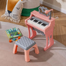 25-Key Pink Keyboard Piano with Stool and Microphone, room view